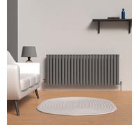 Lux Heat Anthracite Grey Oval Horizontal Double Panel Designer Radiator 600mm (H) X 1440mm (W)