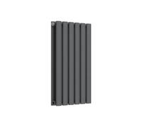 Lux Heat Anthracite Grey Oval Horizontal Double Panel Designer Radiator 600mm (H) x 360mm (W)