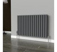 Lux Heat Anthracite Grey Oval Horizontal Double Panel Designer Radiator 600mm (H) X 960mm (W)