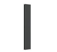 Lux Heat Anthracite Grey Oval Vertical Double Panel Designer Radiator 1600mm (H) X 300mm (W)