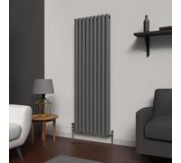 Lux Heat Anthracite Grey Oval Vertical Double Panel Designer Radiator 1600mm (H) x 540mm (W)