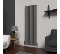 Lux Heat Anthracite Grey Oval Vertical Double Panel Designer Radiator 1600mm (H) X 540mm (W)