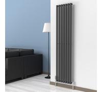 Lux Heat Anthracite Grey Oval Vertical Single Panel Designer Radiator 1800mm (H) x 420mm (W)