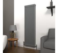 Lux Heat Anthracite Grey Vertical 3 Column Traditional Radiator 1500mm (H) X 470mm (W)