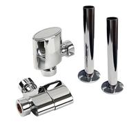 Lux Heat Aspen Angled Chrome Manual Radiator Valve Set & Pipe Sleeving Kit