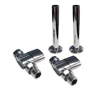 Lux Heat Aspen Straight Chrome Manual Radiator Valve Set & Pipe Sleeving Kit