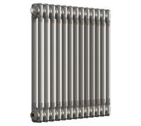 Lux Heat Bare Metal Lacquer Horizontal 2 Column Traditional Radiator 600mm (H) x 605mm (W)