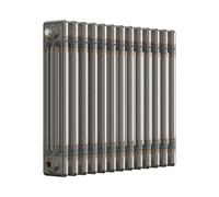 Lux Heat Bare Metal Lacquer Horizontal 3 Column Traditional Radiator 500mm (H) X 605mm (W)
