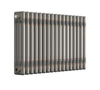 Lux Heat Bare Metal Lacquer Horizontal 3 Column Traditional Radiator 500mm (H) X 785mm (W)