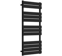 Lux Heat Black Flat Designer Towel Radiator 1200mm (H) X 600mm (W)