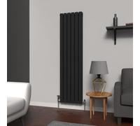 Lux Heat Black Flat Vertical Double Panel Designer Radiator 1600mm (H) x 420mm (W)