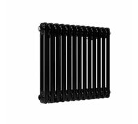 Lux Heat Black Horizontal 2 Column Traditional Radiator 500mm (H) x 605mm (W)
