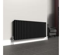 Lux Heat Black Oval Horizontal Double Panel Designer Radiator 600mm (H) x 1440mm (W)