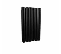 Lux Heat Black Oval Horizontal Double Panel Designer Radiator 600mm (H) x 360mm (W)