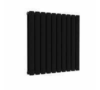 Lux Heat Black Oval Horizontal Double Panel Designer Radiator 600mm (H) x 540mm (W)