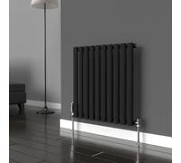 Lux Heat Black Oval Horizontal Single Panel Designer Radiator 600mm (H) x 540mm (W)
