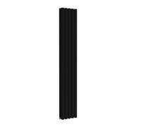 Lux Heat Black Oval Vertical Double Panel Designer Radiator 1600mm (H) x 300mm (W)
