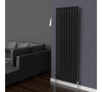 Lux Heat Black Oval Vertical Single Panel Designer Radiator 1600mm (H) x 540mm (W)