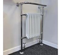 Lux Heat Chrome & White Traditional Floor-Mounted Towel Radiator 945mm (H) x 675mm (W)