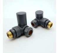 Lux Heat Corner Anthracite Grey Manual Round Radiator Valve Set