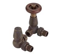 Lux Heat Corner Antique Brass Traditional Thermostatic Radiator Valve (TRV) Set