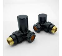 Lux Heat Corner Black Manual Round Radiator Valve Set