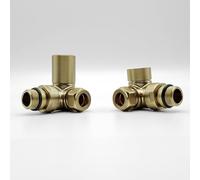 Lux Heat Corner Brushed Brass Manual Round Radiator Valve Set