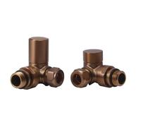 Lux Heat Corner Brushed Bronze Manual Round Radiator Valve Set