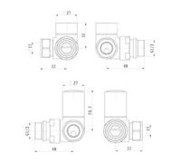 Lux Heat Corner Brushed Gun Metal Round Manual Radiator Valve Set Lux 690368