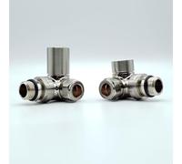 Lux Heat Corner Brushed Nickel Manual Round Radiator Valve Set