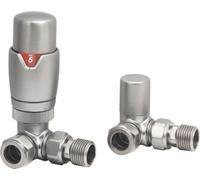 Lux Heat Corner Brushed Nickel Thermostatic Radiator Valve (Trv) Set