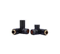 Lux Heat Dual-Fuel Corner Black Manual Round Radiator Valve Set