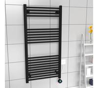 Lux Heat Electric Black Ladder Towel Radiator 1200mm (H) X 600mm (W)