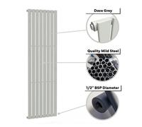 Lux Heat Flat Coloured Vertical Radiator Dove Grey 1800mm X 560mm Single.