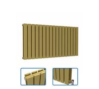Lux Heat Flat Horizontal Coloured Radiator - Metallic Gold - 600mm X 1190mm Double - Bs En 442 Certified