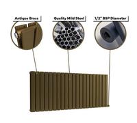 Lux Heat Flat Horizontal Radiator Antique Brass 400mm X 420mm Double - 1230 Btu