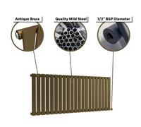 Lux Heat Flat Horizontal Radiator Antique Brass 400mm X 420mm - Single Panel