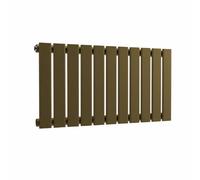 Lux Heat Flat Horizontal Radiator Antique Brass 400mm X 770mm Single Panel - 1280 Btu, Wall-Mounted