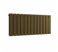 Lux Heat Flat Horizontal Radiator Antique Brass 400mm X 910mm Double Panel - 2665 Btu.