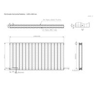Lux Heat Flat Horizontal Radiator Black 600 mm X 1190 mm Double Panel Lux Flat-600-1190D