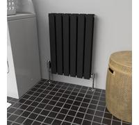 Lux Heat Flat Horizontal Radiator Black 600 mm X 420 mm Double - Bs En 442 Certified, 5 Year Warranty
