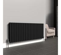 Lux Heat Flat Horizontal Radiator Black 600 mm X 910 mm Double - Mild Steel - 1119W 5 Year Warranty