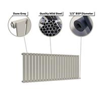 Lux Heat Flat Horizontal Radiator Dune Grey 400mm X 770mm Single - Mild Steel, 375W (1280 Btu).