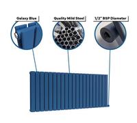 Lux Heat Flat Horizontal Radiator Galaxy Blue 400mm X 420mm Double Panel - 360W (1230 Btu) - Bs En 442 Certified