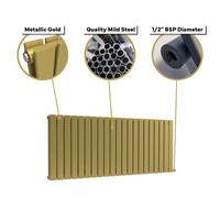 Lux Heat Flat Horizontal Radiator Metallic Gold 400mm X 420mm Double Panel - Mild Steel