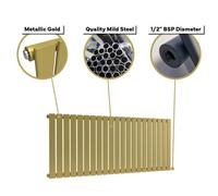 Lux Heat Flat Horizontal Radiator Metallic Gold 400mm X 770mm Single Panel, 375W (1280 Btu)