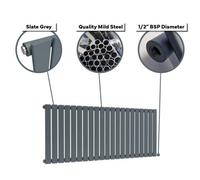 Lux Heat Flat Horizontal Radiator Slate Grey 400mm X 770mm Single Panel - Mild Steel, 375W (1280 Btu).