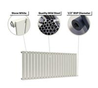 Lux Heat Flat Horizontal Radiator - Stone White - 400mm X 420mm (Single)