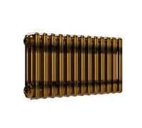 Lux Heat Horizontal 3-Column Brass Lacquer Radiator - 300mm X 605mm - Mild Steel.