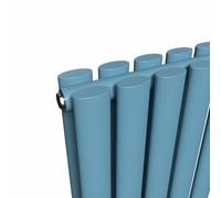 Lux Heat Oval Coloured Vertical Radiator Denim 1800mm X 300mm Double.
